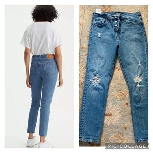 Levi’s 501 S Skinny Jeans Button Fly High Rise Distressed 5 Pocket W29